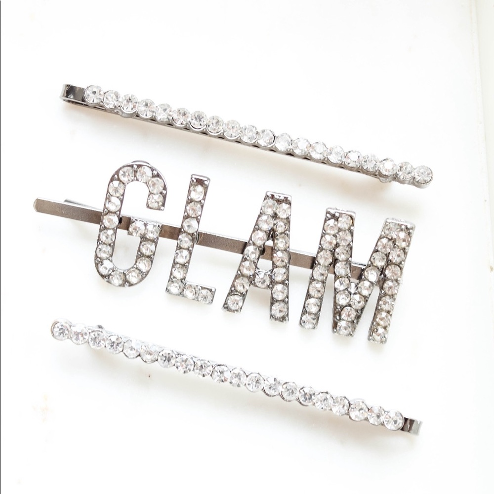 Glam rhinestone diamond hair clip set